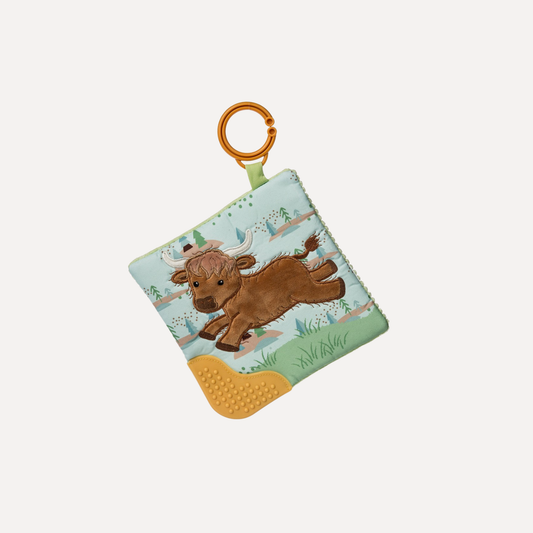 Hetty Highland Cow Crinkle Teether – 6×6″