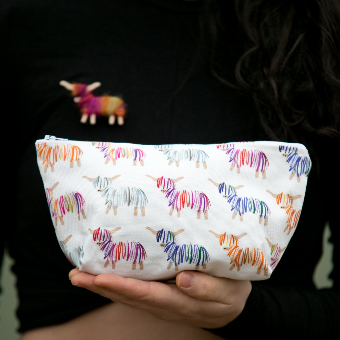 Highland Cow Zip Bag